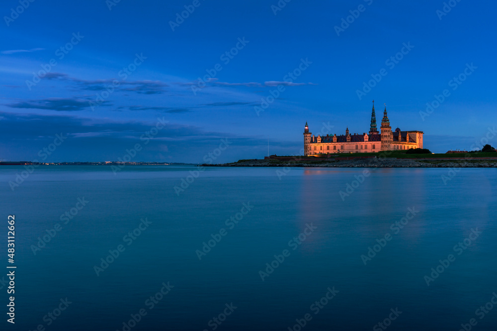 Kronborg Castle in Helsingør Denmark seen in the early evening hours