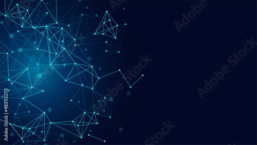 Vector abstract background. Texture of damaged network, thin plexus, connections. Dots and lines of wave pattern, neon glow frame. Bright constellations. Banner of medicine, websites, technologies.