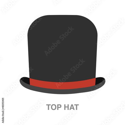 top hat illustration on transparent background