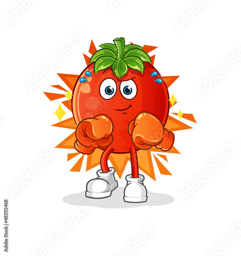 tomato boxer character. cartoon mascot vector