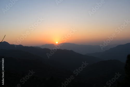 Beautiful sunset and sunset colors in the mountain range