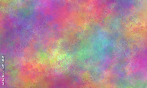 Abstract translucent watercolor background in purple  blue  green  pink and yellow tones. Copy space  horizontal banner.