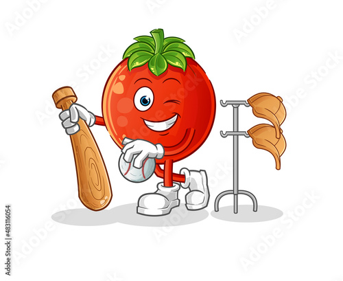 tomato playing baseball mascot. cartoon vector