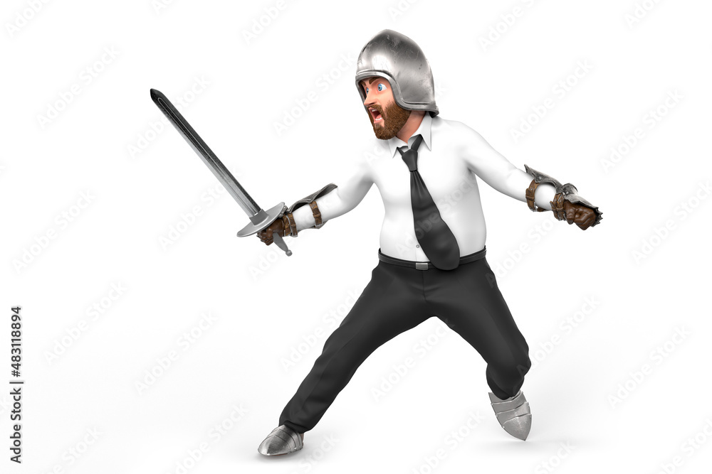 Office Knight. Business concept. Isolated. 3D Rendering Office Knight. Business concept. Isolated. 3D Rendering