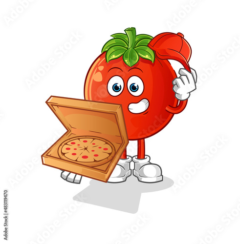 tomato pizza delivery boy vector. cartoon character