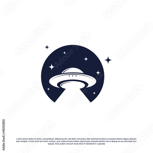 UFO spaceship logo design vector illustration