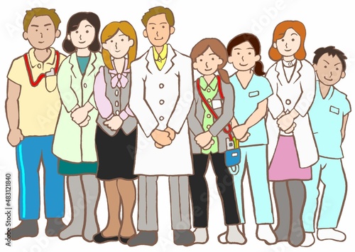 精神科チーム医療　医師・看護師・精神保健福祉士・作業療法士・薬剤師・臨床心理士・医事課