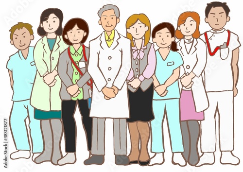 精神科チーム医療　医師・看護師・精神保健福祉士・作業療法士・薬剤師・臨床心理士・医事課