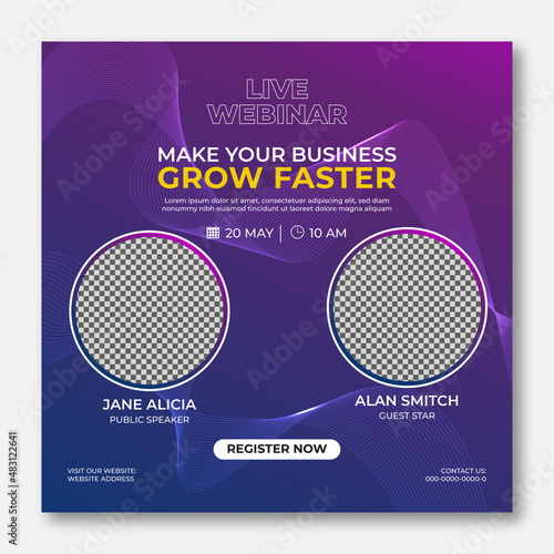 Modern live webinar social media instagram post template.