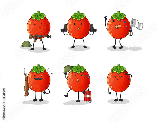 tomato troops character. cartoon mascot vector