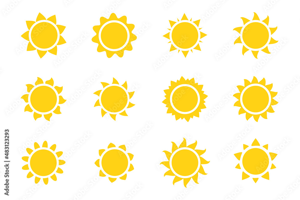 Vector cartoon yellow sun Shining light rays to heat the summer. Vector cartoon yellow sun Shining light rays to heat the summer.