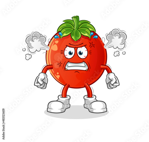 tomato very angry mascot. cartoon vector