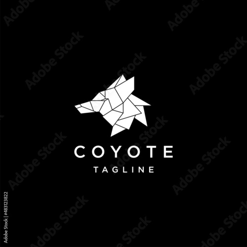 Coyote head geometric logo vector icon design template