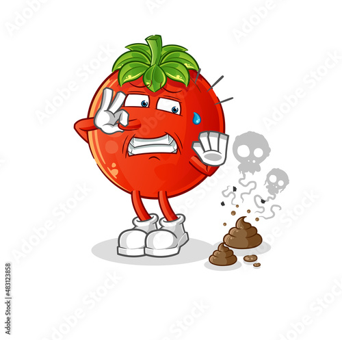 tomato with stinky waste illustration. character vector