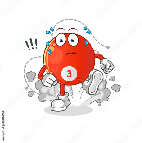 red billiard ball running illustration. character vector