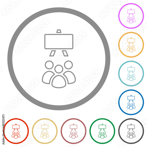 Classroom outline flat icons with outlines