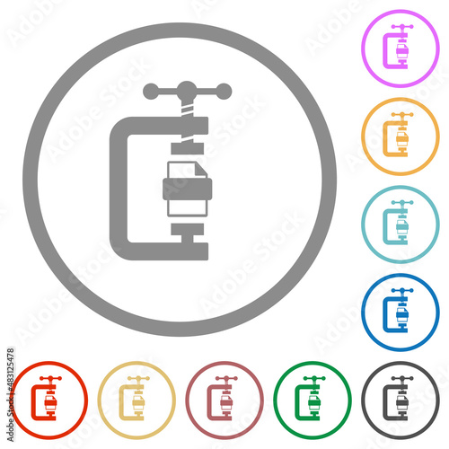 File compression solid flat icons with outlines