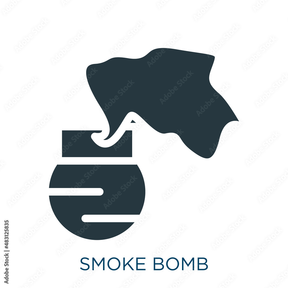 smoke bomb vector icon. smoke bomb, bomb, cloud filled icons from black