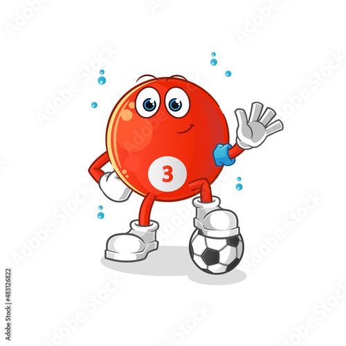 red billiard ball playing soccer illustration. character vector