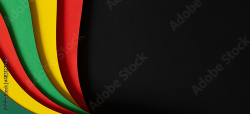 Abstract geometric black, red, yellow, green color background. Black History Month color background with copy space for text