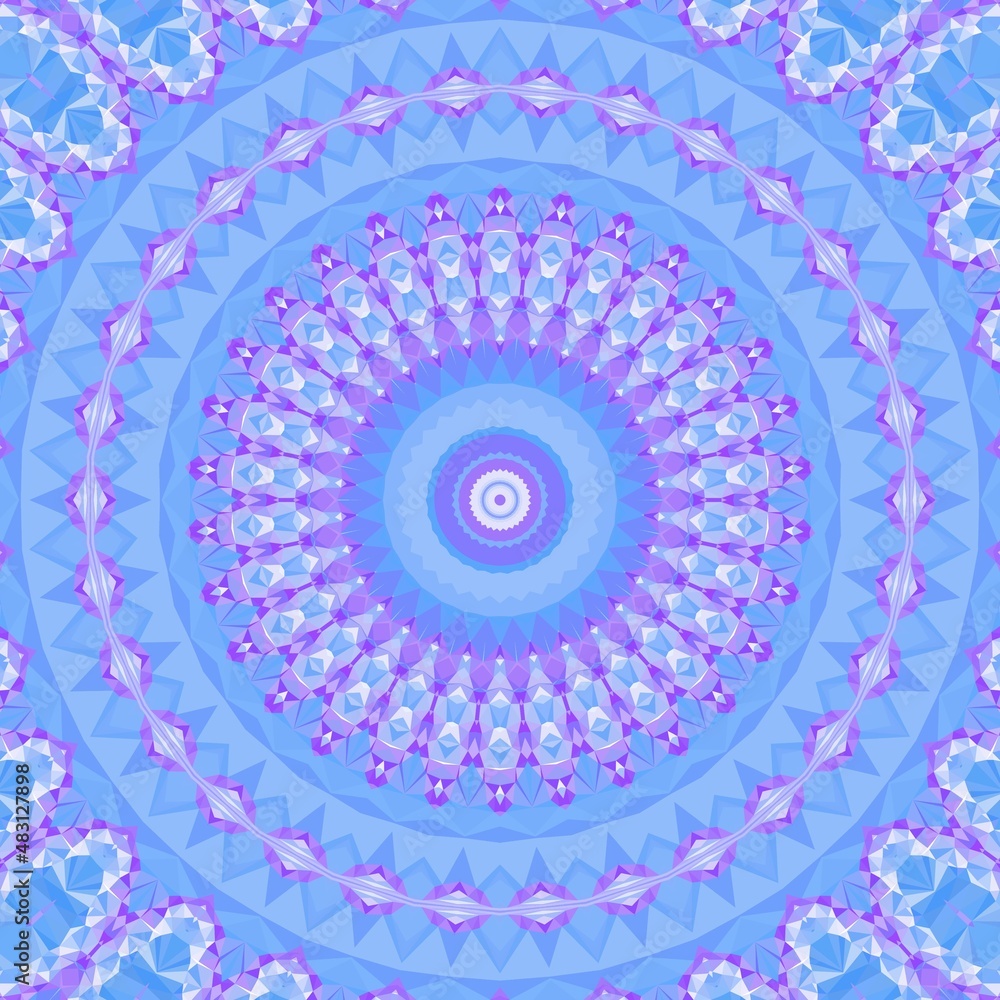 Mandala in white blue and purple, background wallart, digital mandala, unique ornament pattern design M306-7