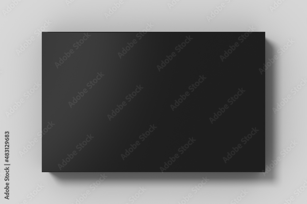 Flat box mock up: Black gift box on white background. View above. Flat box mock up: Black gift box on white background. View above.