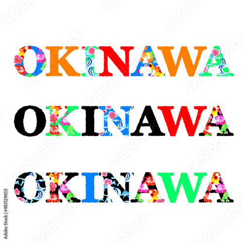 OKINAWAロゴマーク　明朝体　ビビッドカラー　イラスト素材