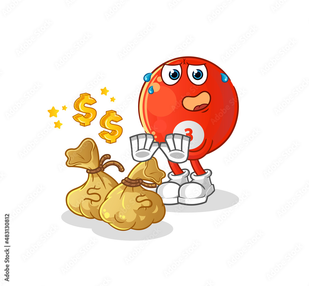 red billiard ball refuse money illustration. character vector red billiard ball refuse money illustration. character vector