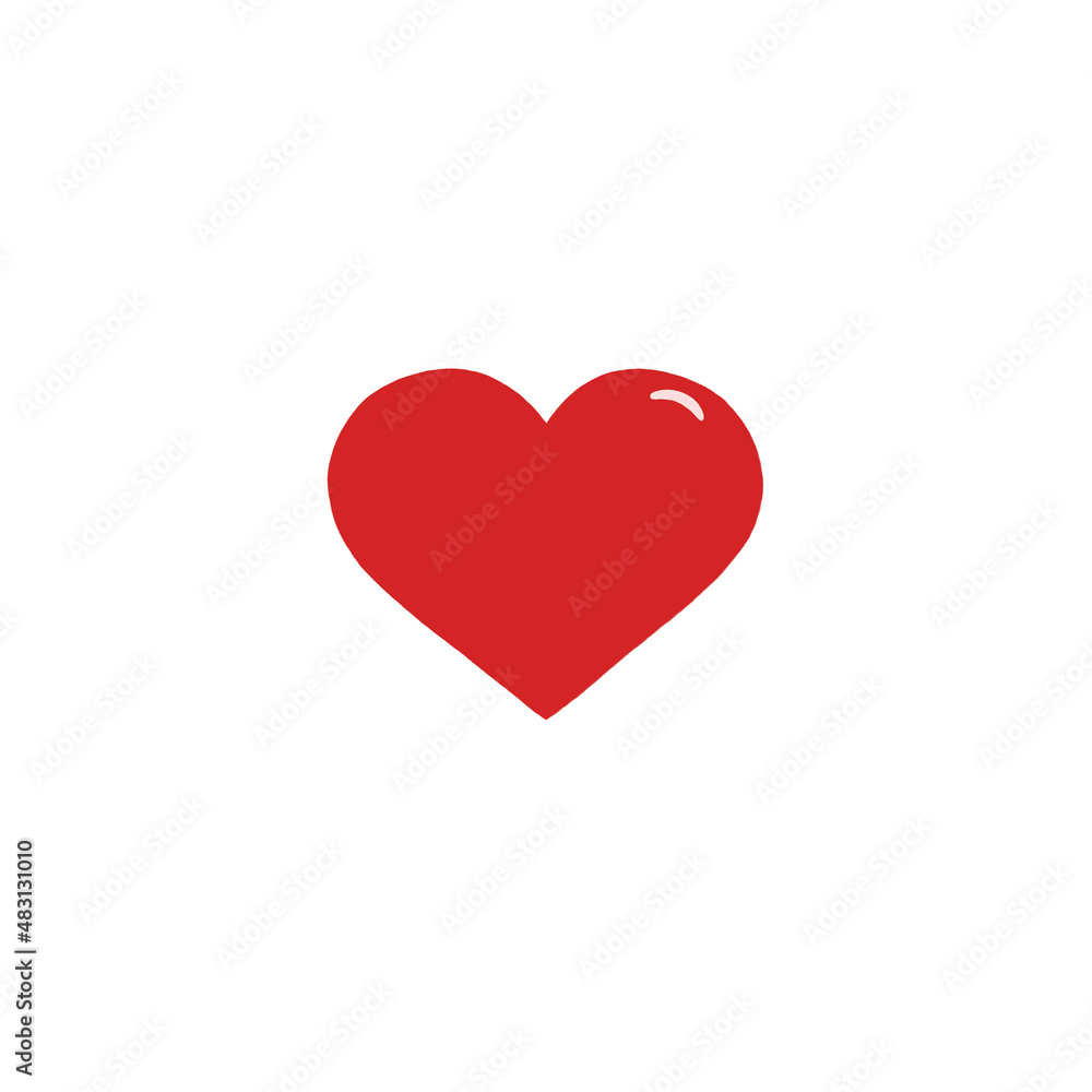 Red heart illustration on a white background. Valentine's day pattern.  Valentine's day wallpaper. 14th February.
