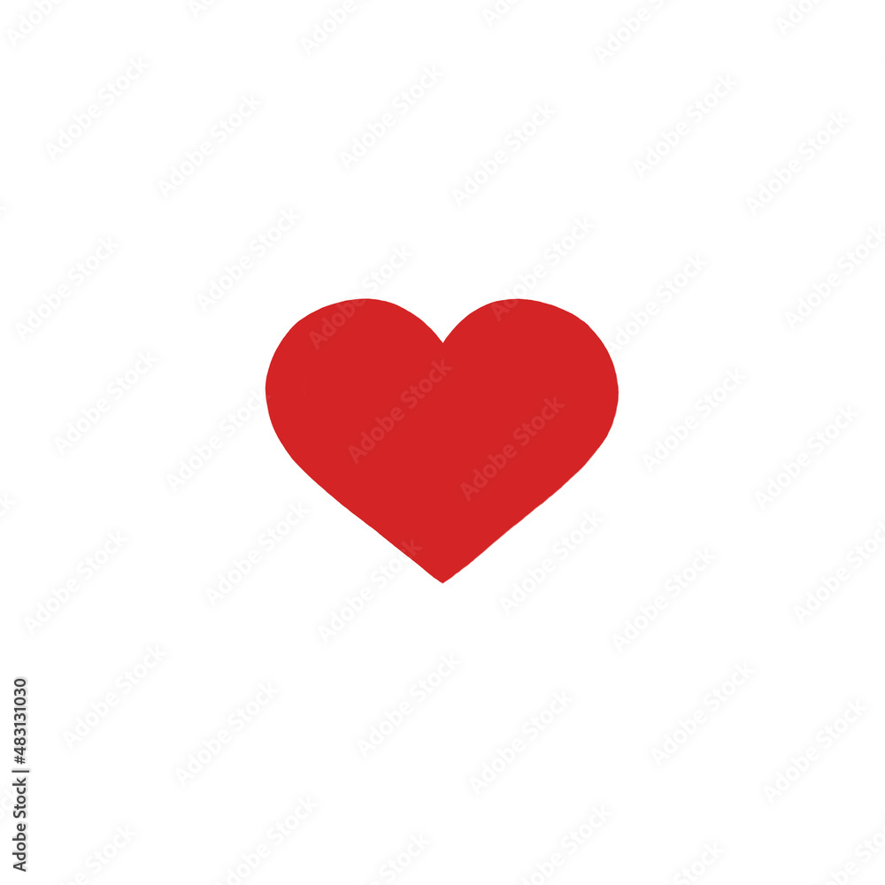 Red heart illustration on a white background. Valentine's day pattern.  Valentine's day wallpaper. 14th February.