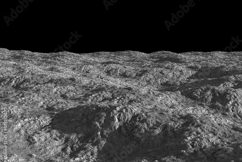 Moon surface 3d illustration. Lunar landscape