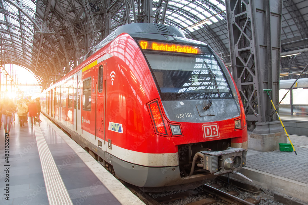 Deutsche Bahn intercity train locomotive stopping at platform of ...