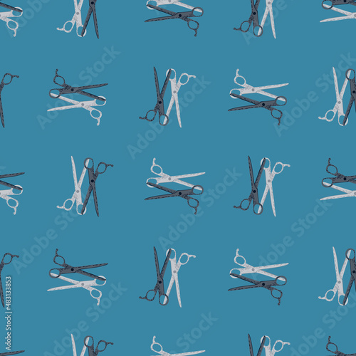 Scissors seamless pattern. Retro salon background.