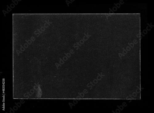 Fotografia Old Black Empty Aged Damaged Paper Cardboard Photo Card Isolated on Black