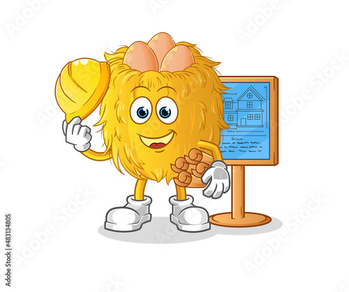 bird nest Architect illustration. character vector