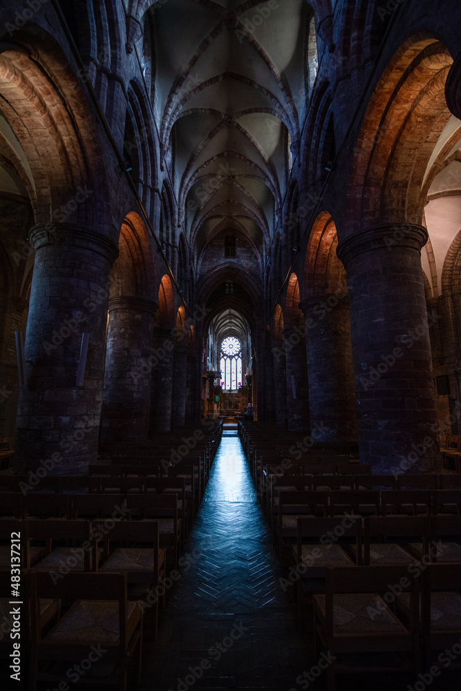 St Magnus Cathedral, Orkney, Scotland - Soaring, multi-hued sandstone originally founded by the Vikings, Britain's most northerly cathedral- Interior Shot