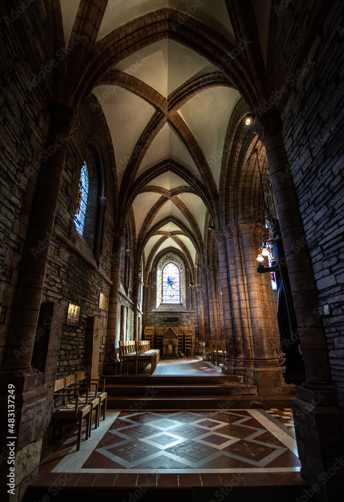 St Magnus Cathedral, Orkney, Scotland - Soaring, multi-hued sandstone originally founded by the Vikings, Britain's most northerly cathedral- Interior Shot