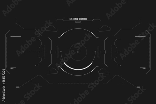 HUD Futuristic Interface Screen Design Element. Game UI Technology Virtual Reality View Display Object Vector.	