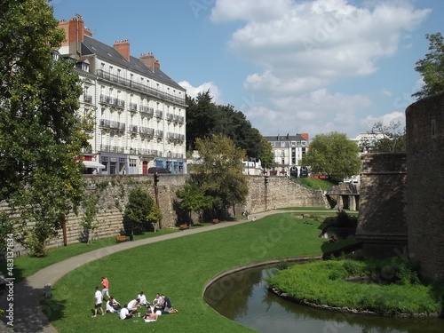 Garden in the moat of the Castle of the Dukes of Brittany, Nantes, France photo