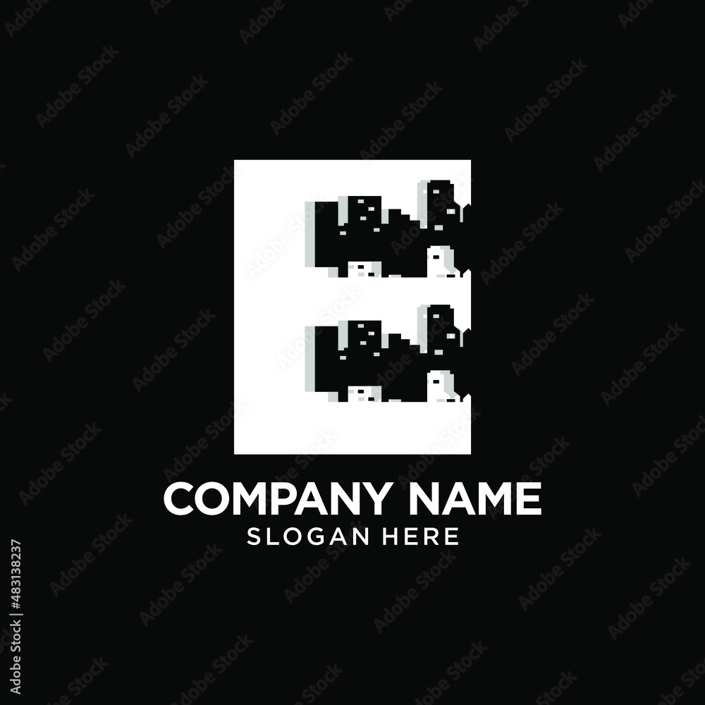 Letter E City Building Logo Design Template Inspiration, Vector Illustration. Letter E City Building Logo Design Template Inspiration, Vector Illustration.