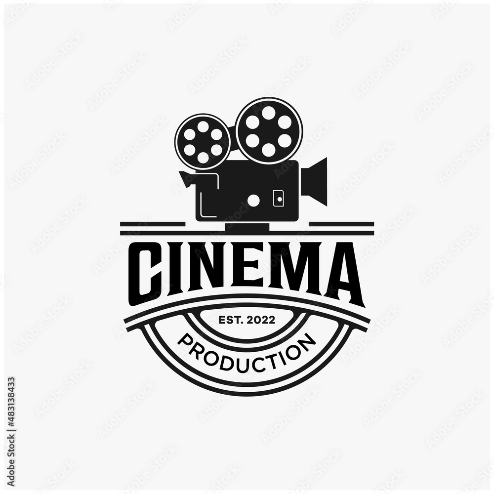 cinema camera roll film logo design template