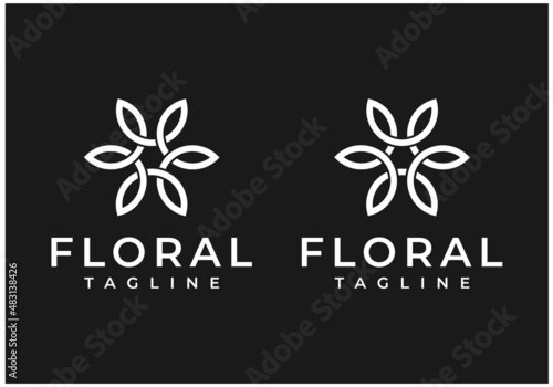 floral  flower monogram logo design