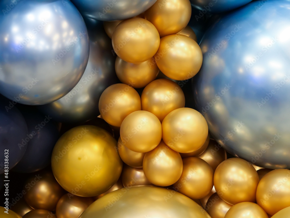 Balloons of gold and blue colors Balloons of gold and blue colors