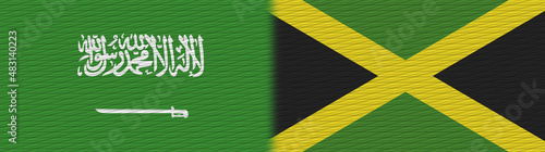 Jamaica and Saudi Arabia Fabric Texture Flag – 3D Illustration