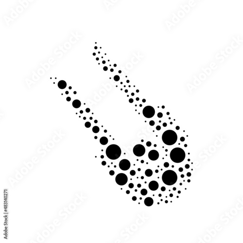 Fototapeta Naklejka Na Ścianę i Meble -  A large solo bobsleigh symbol in the center made in pointillism style. The center symbol is filled with black circles of various sizes. Vector illustration on white background