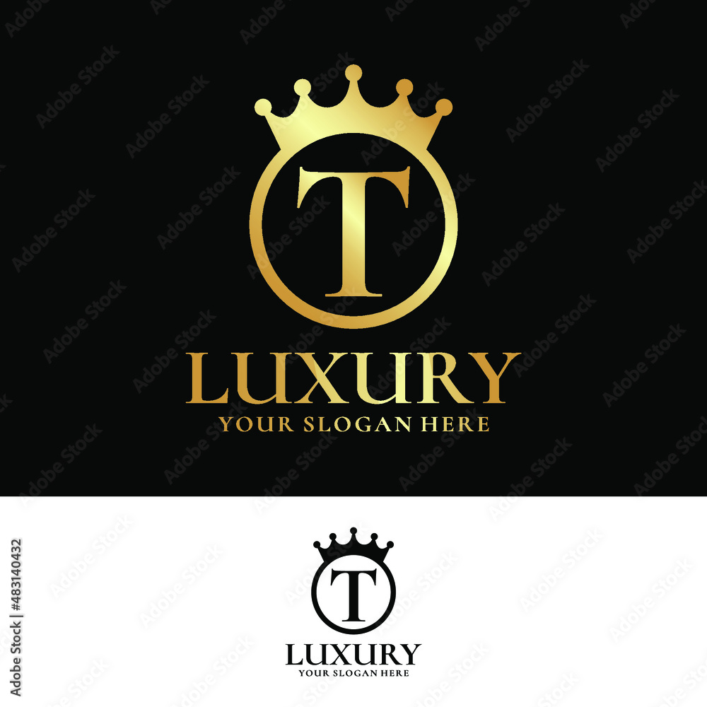 Letter T Crown Logo Design Template Inspiration, Vector Illustration.