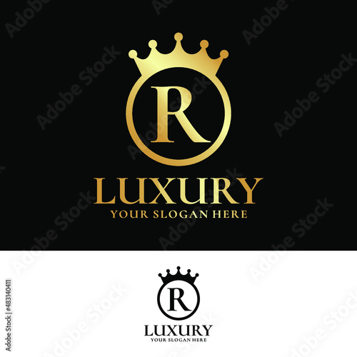 Letter R Crown Logo Design Template Inspiration, Vector Illustration.