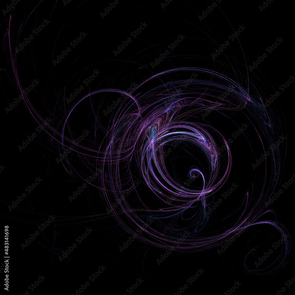 Fototapeta premium Unusual abstract light effect. Fantastic fractal composition of shining lines on a black background. Footage for creative works, screensaver.