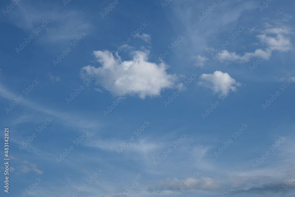 Sky clouds background, daytime blue sky with a beautiful pattern of clouds. Beautiful White Clouds in Blue Sky. Radiance,texture for earth sky background, day, horizontal background, clear weather