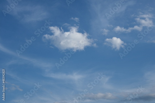 Sky clouds background, daytime blue sky with a beautiful pattern of clouds. Beautiful White Clouds in Blue Sky. Radiance,texture for earth sky background, day, horizontal background, clear weather © Kseniya Kireeva21